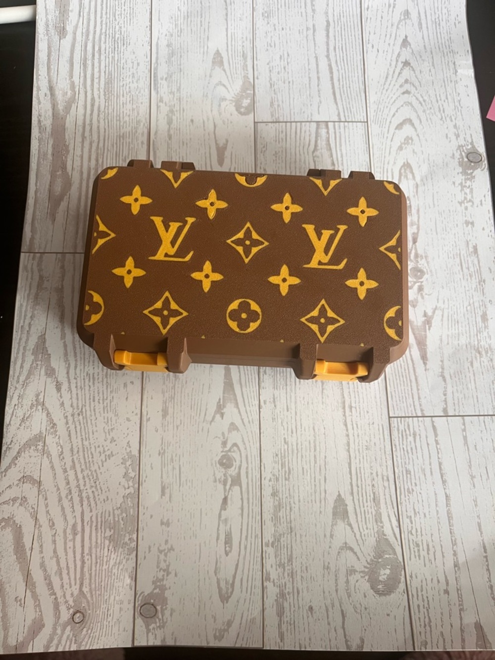 LV  Inspired 3D printed Monogram Hard Case - Brown & Yellow